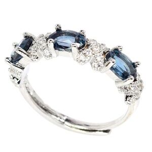 Natural London Blue Topaz adjustable  Ring in 925 Sterling Silver Sz 7.75-8